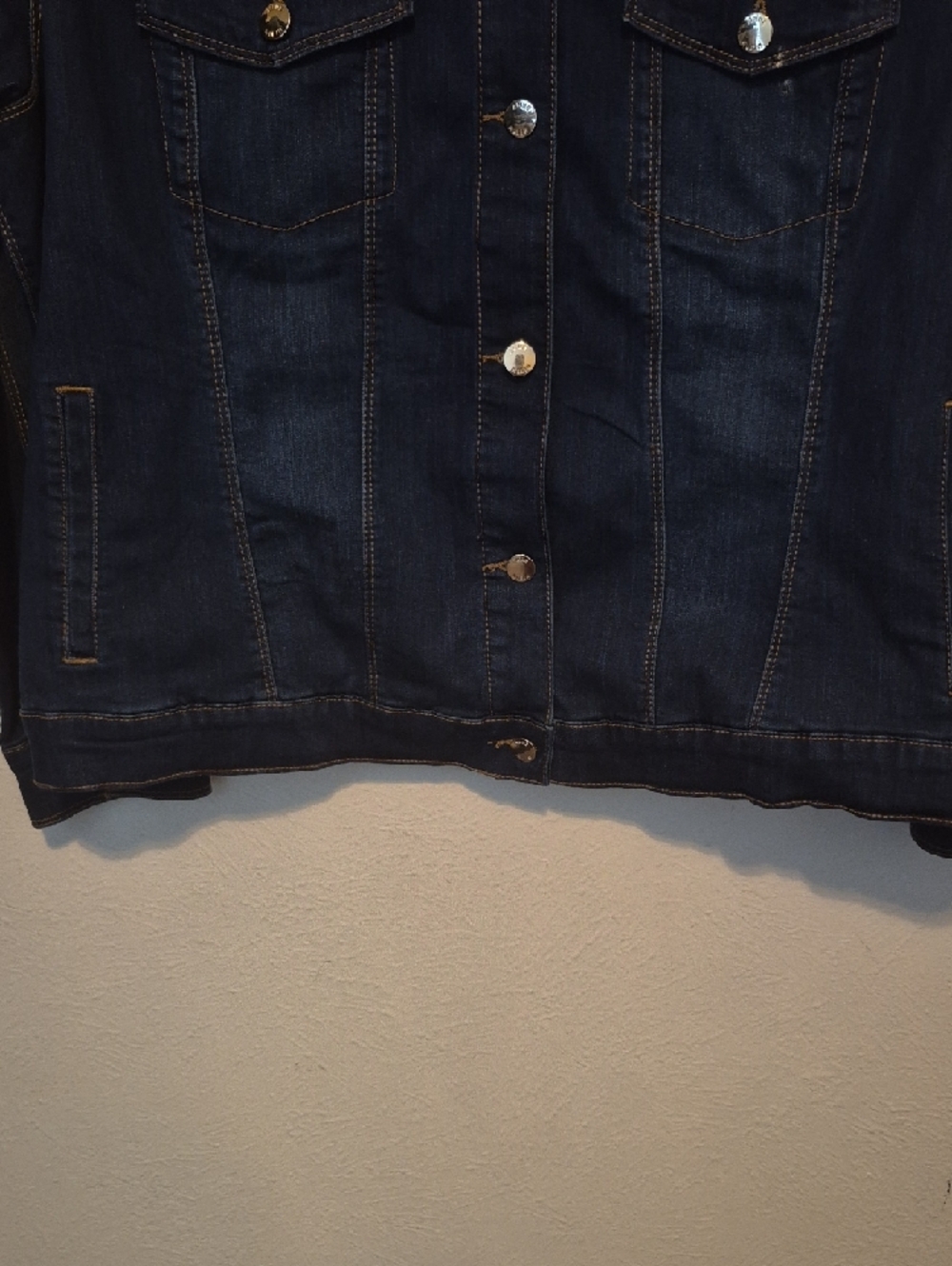 Anne Klein Indigo Denim Jacket with Contrast Stitching - Picture 3 of 5